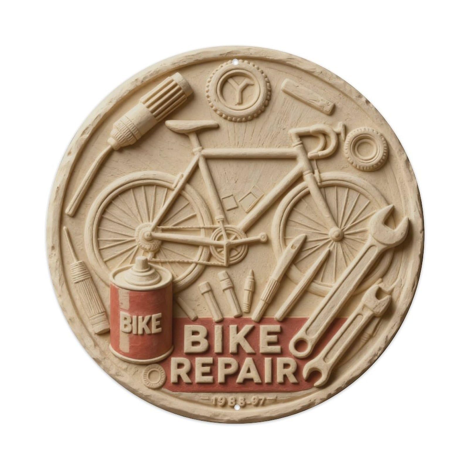 Zlatcbu Vintage Bike Repair Shop Emble Metal Tin Sign Retro Wall Art Poster, Decor For Home Living Room Bar Cafe Garage, 8X8 Inch