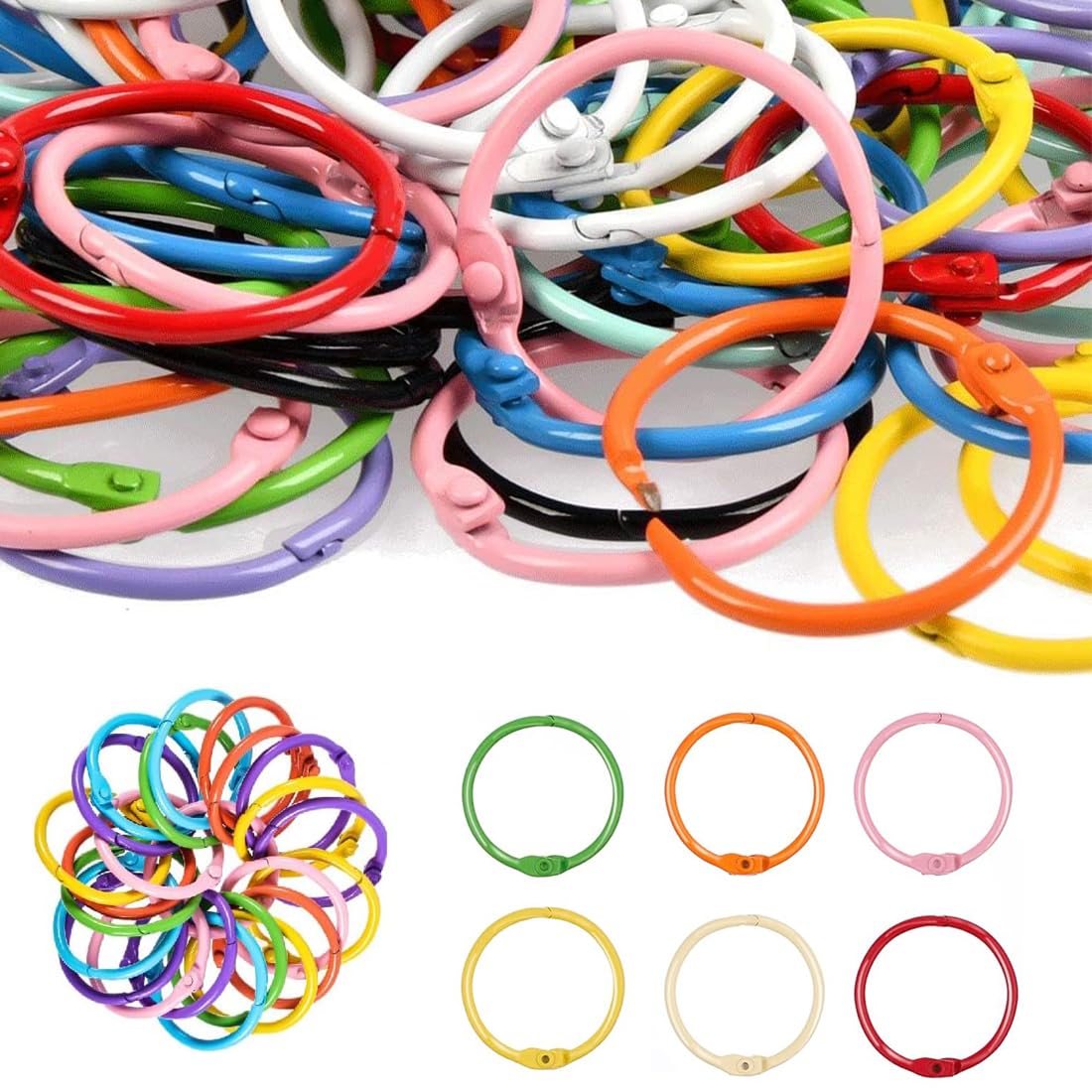 Weddecor Anelli A Scatto Metallici Per Rilegatura, 20 Mm Diametro Interno, Finitura Argento Lucido, 2 Mm Spessore, Per Album, Portachiavi E Progetti Fai Da Te, Confezione Multipla