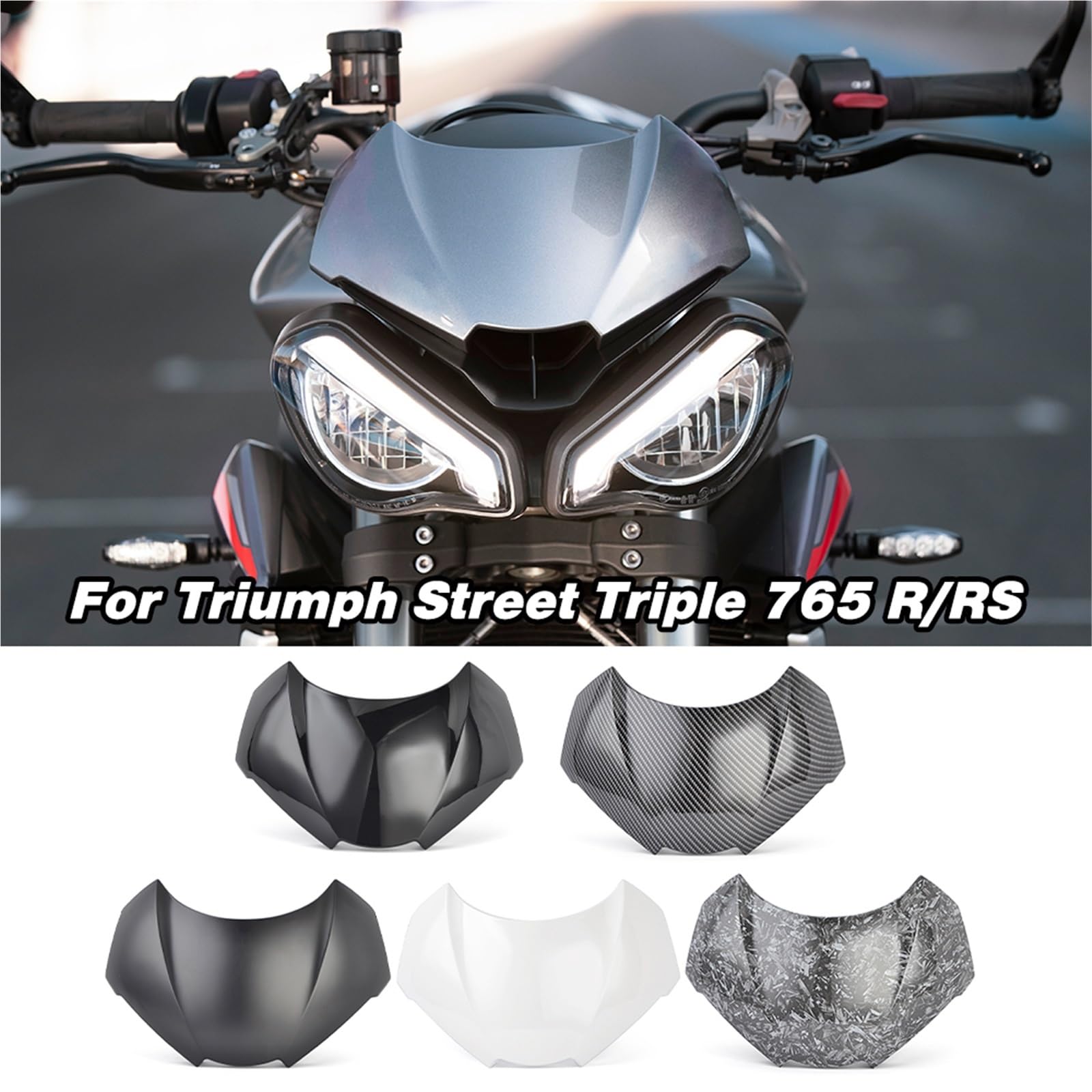 Pasuje do Triumph Street Triple 765 R/RS reflektor motocyklowy osłona owiewki nadwozia Winglet spojler motocyklowy Wing(Bright black)