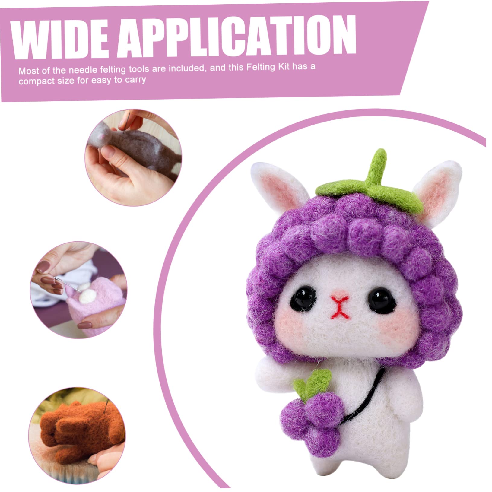ULDIGI 1Set Cartoon Bunny Felting Kit for Crafts Felting for Adults Includes Essential Tools for Creative Animal Making Parent Activity