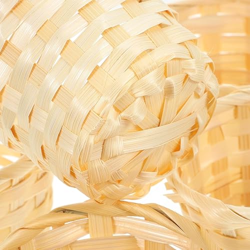 Miniatura 7 de Paquete de 5 mini cestas tejidas de madera, pequeñas cestas de almacenamiento de bambú, mini cestas para organización del hogar, manualidades y