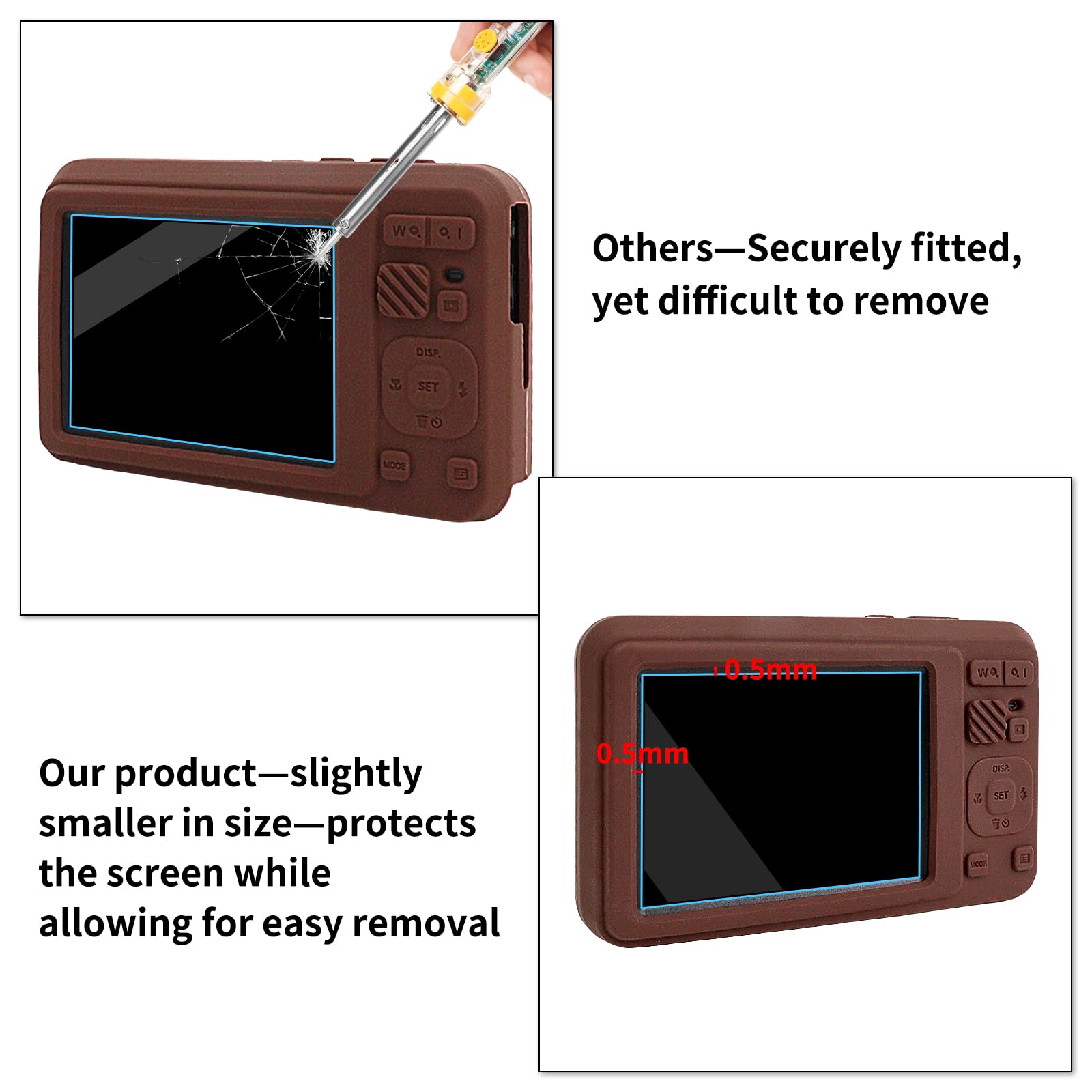 Rieibi Coque Silicone Kodak PIXPRO FZ55 Étui avec Protection d'écran, Housse d'objectif Amovible, Antidérapant