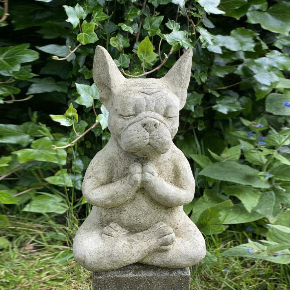 Meditation Dog Statue, French Bulldog Sculpture Sitting Meditating, Resin Animal Yoga Statue For Office Home Garden Patio Decoration - Image 2