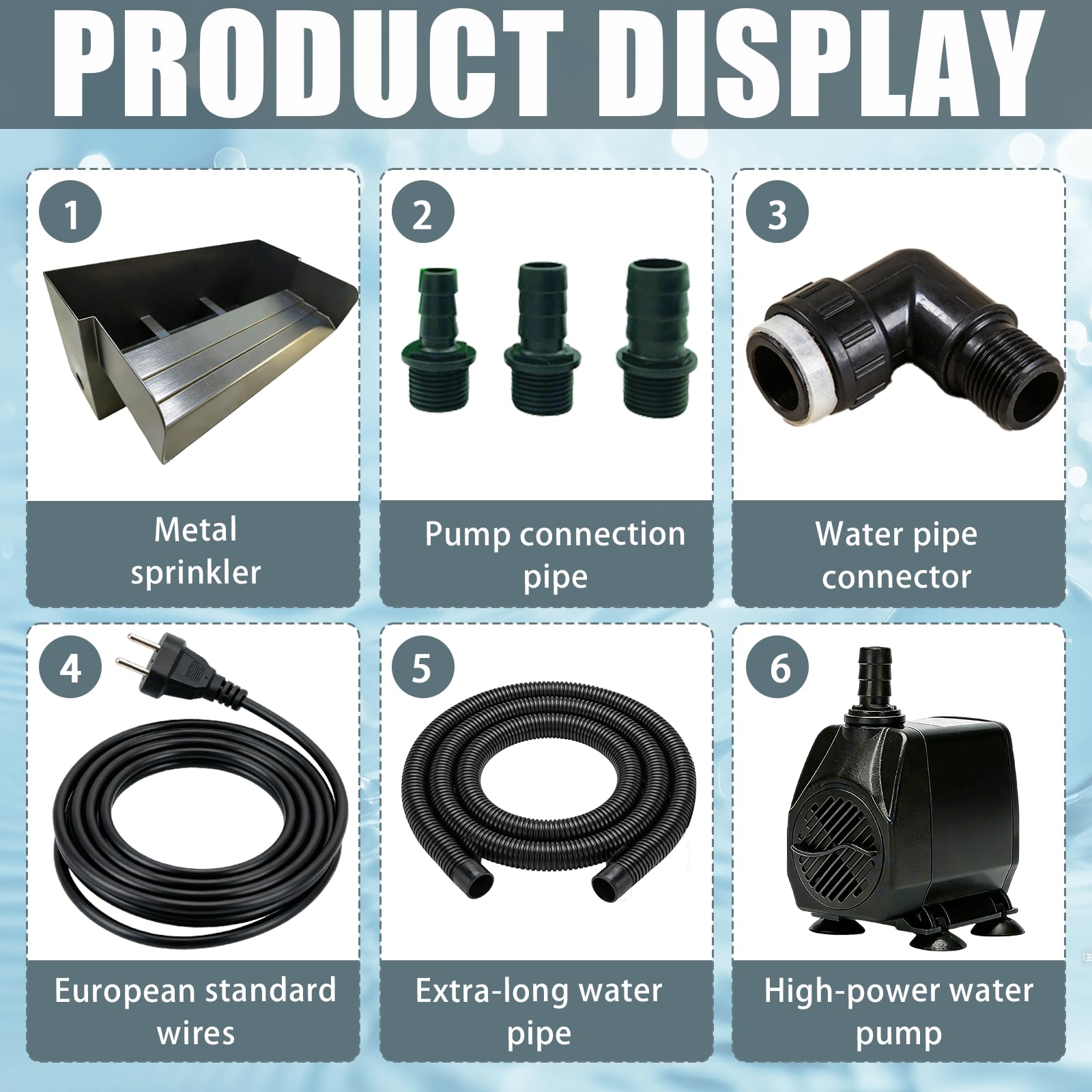 Teich Wasserfall für Gartenteich, 30CM Edelstahl Teichwasserfall Set Garten Teich Brunnen 304 Edelstahl 45W 3000 L/H mit Wasserfall Deko Garten Teich Wasserspiel Patio Terrasse Außente