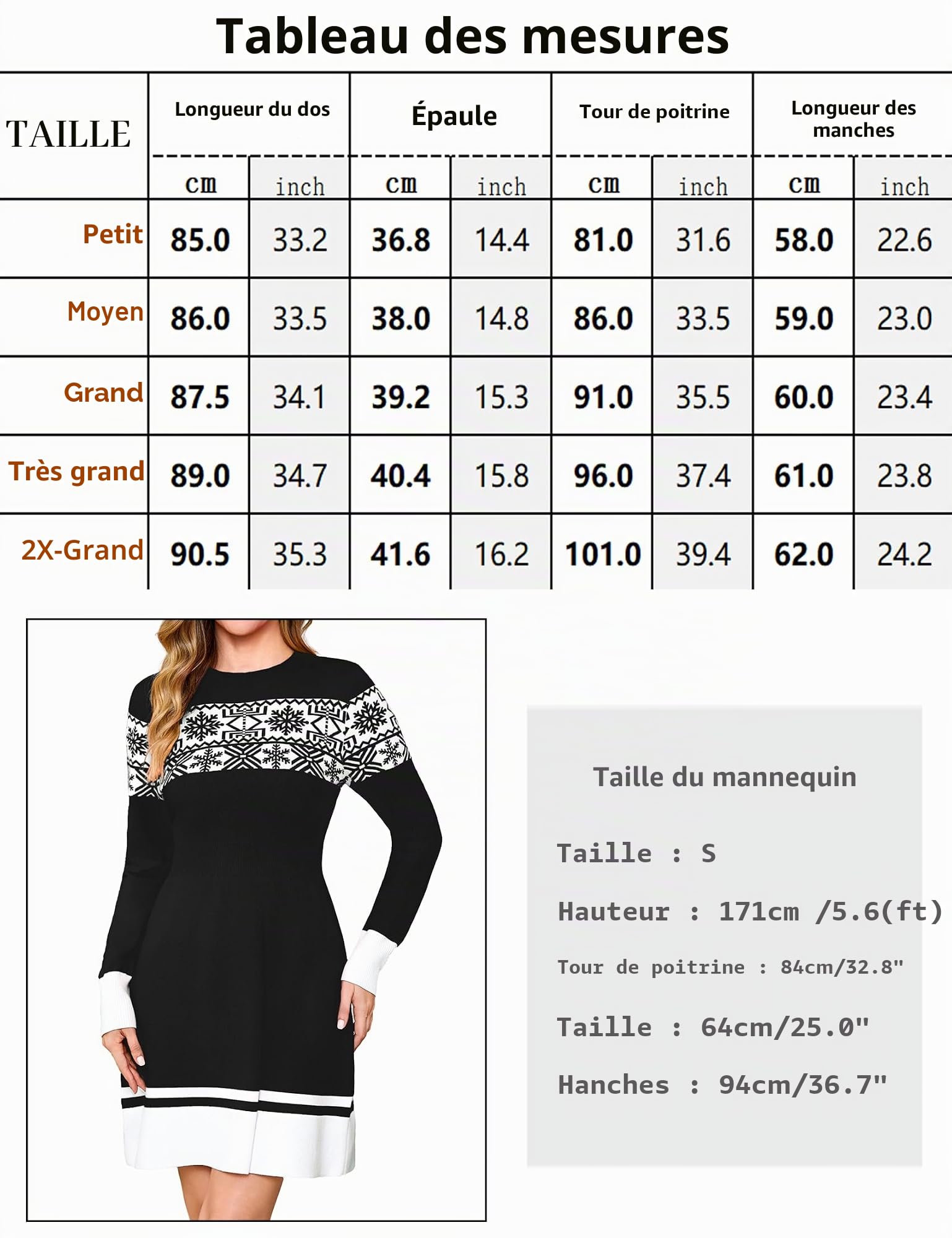 Gyabnw Robe Pull de Noël Femme Manches Longues Coupe Ajustée | Maille tricotée, Confort chaud, Coupe ajustée, Pour les fêtes d’hiver