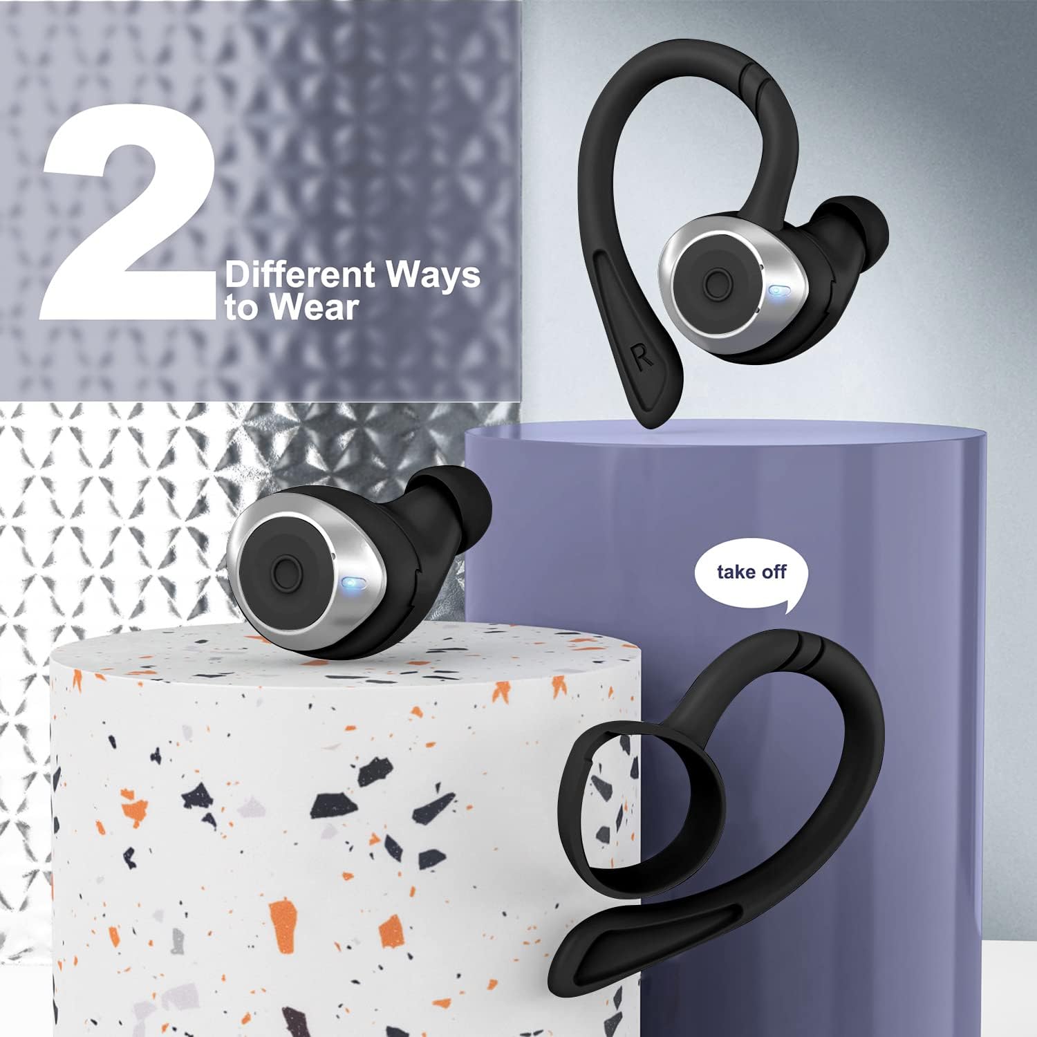 comiso Wireless Earbuds Bluetooth Headphones, True Wireless in Ear Bluetooth 5.1 Earbuds with Microphone, Deep Bass, IPX7 Waterproof Loud Voice Earphones for Sport Outdoor Running Gym Workout(Black)
