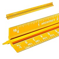 Vista 10 de Regla de escala para ingenieros, medidas imperiales de 12 pulgadas, regla triangular de aluminio grabada con láser en negro para arquitectos