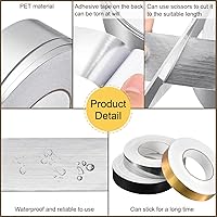 Vista 3 de uxcell 2 calcomanías autoadhesivas de papel de aluminio de 0.2 pulgadas x 164 pies para decoración de huecos, tira de cinta adhesiva impermeable