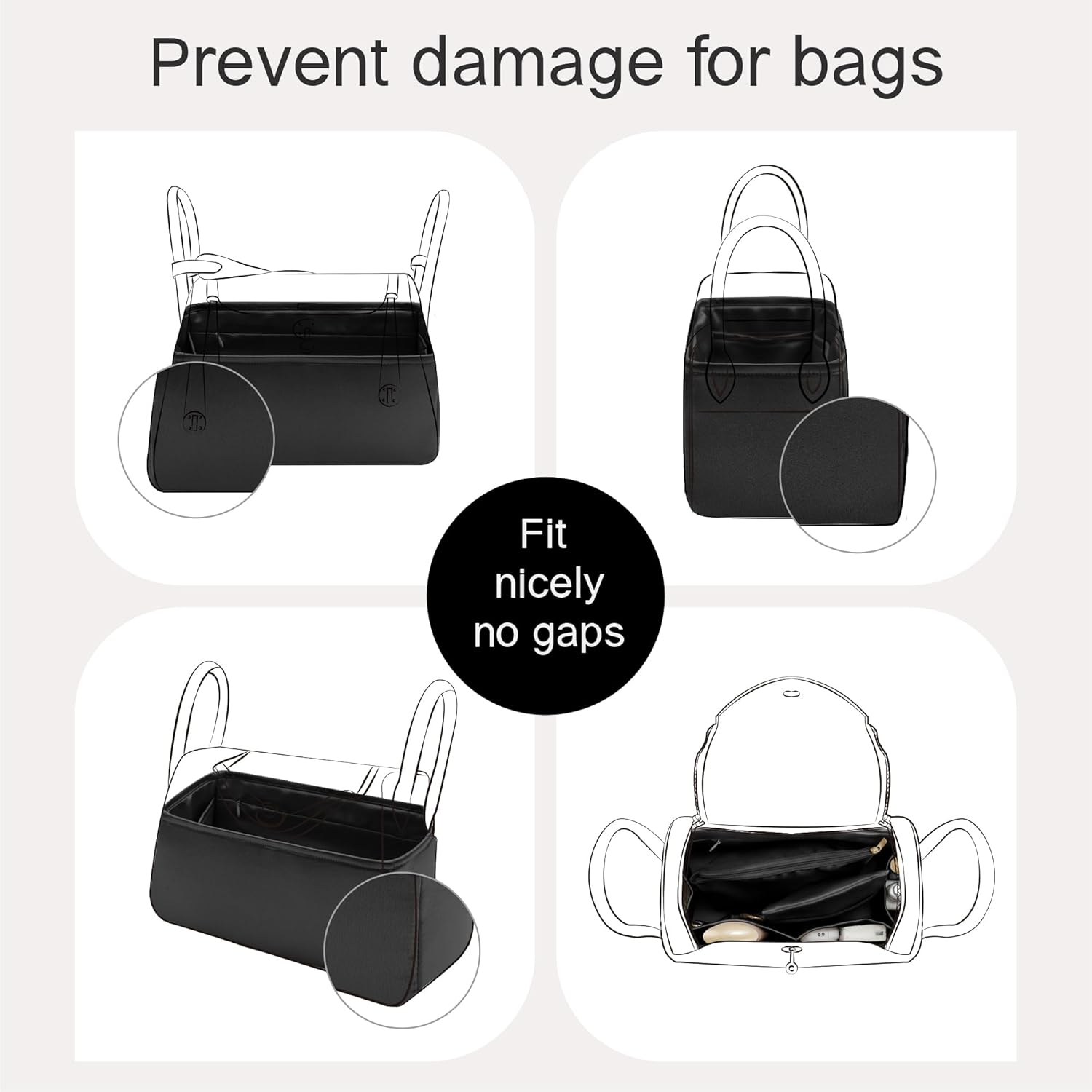 Fits for Lindy 26 Bag Insert, Premium Silk Purse Organizer Insert, Smooth Touch & Lightweight， Luxury Handbag Organizer with Gift Box Fits For Hermes(Lindy 26, Black)