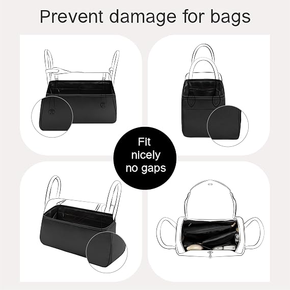 Fits for Lindy Bag Insert Organizer For Hermes(26,Black) | Premium Silk Material,Smooth Touch,Lightweight,zipper,protect from scratches & stains,multiple pockets,keychain,waterproof