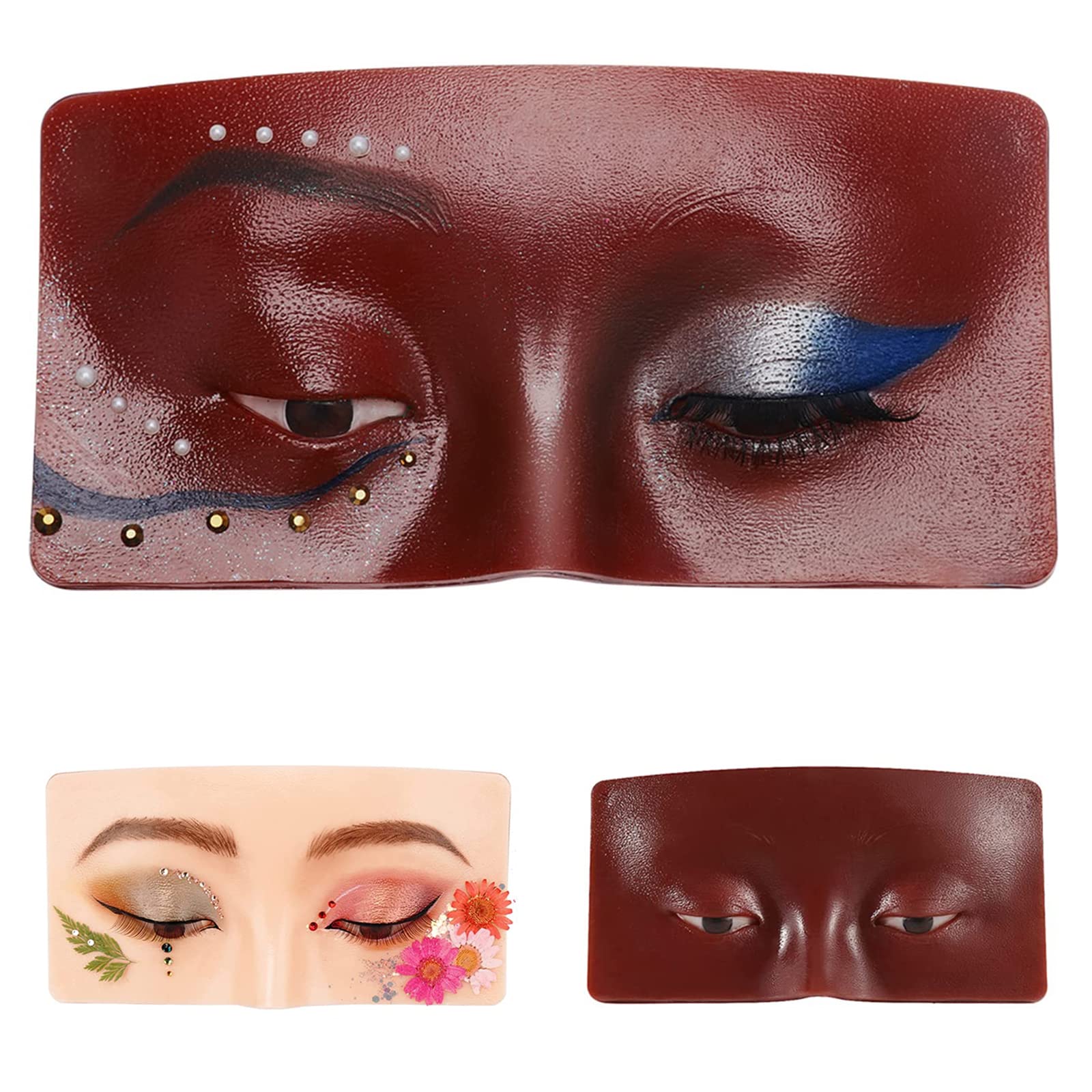 3D Silicone Makeup Practice Board - Mannequin With Realistic Face Skin for Eyeshadow, Eyeliner, Eyebrow, Lash Mapping - Professional Eye Makeup Model for Self-Taught Enthusiasts (Black)