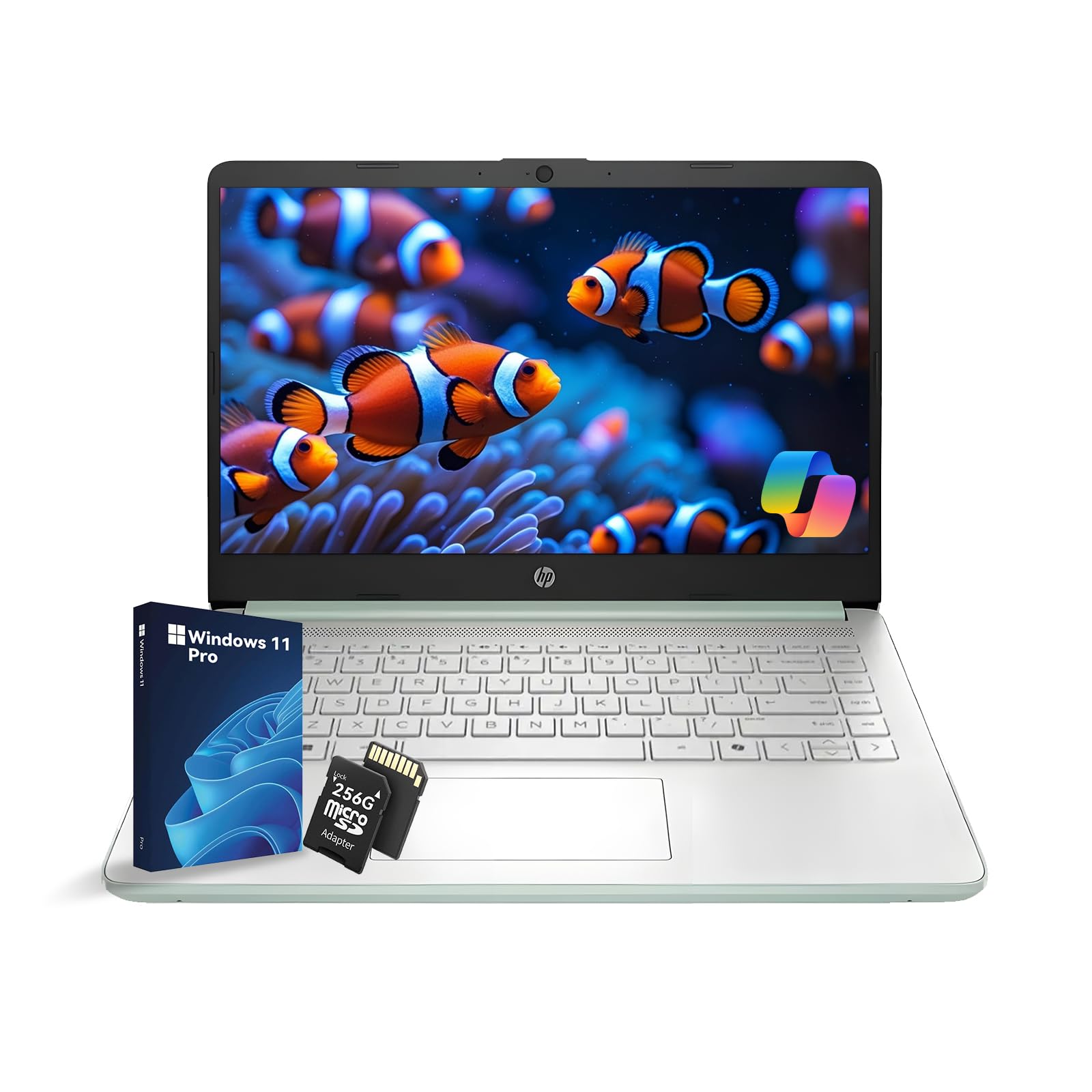2025 14 Inch Ultra Light Laptop, Stylish Willow Green, Intel Processor N150, 16GB RAM, 384GB Storage(128GB UFS+256GB MSD), Wi-Fi 6, Windows 11 Pro, Copilot Key