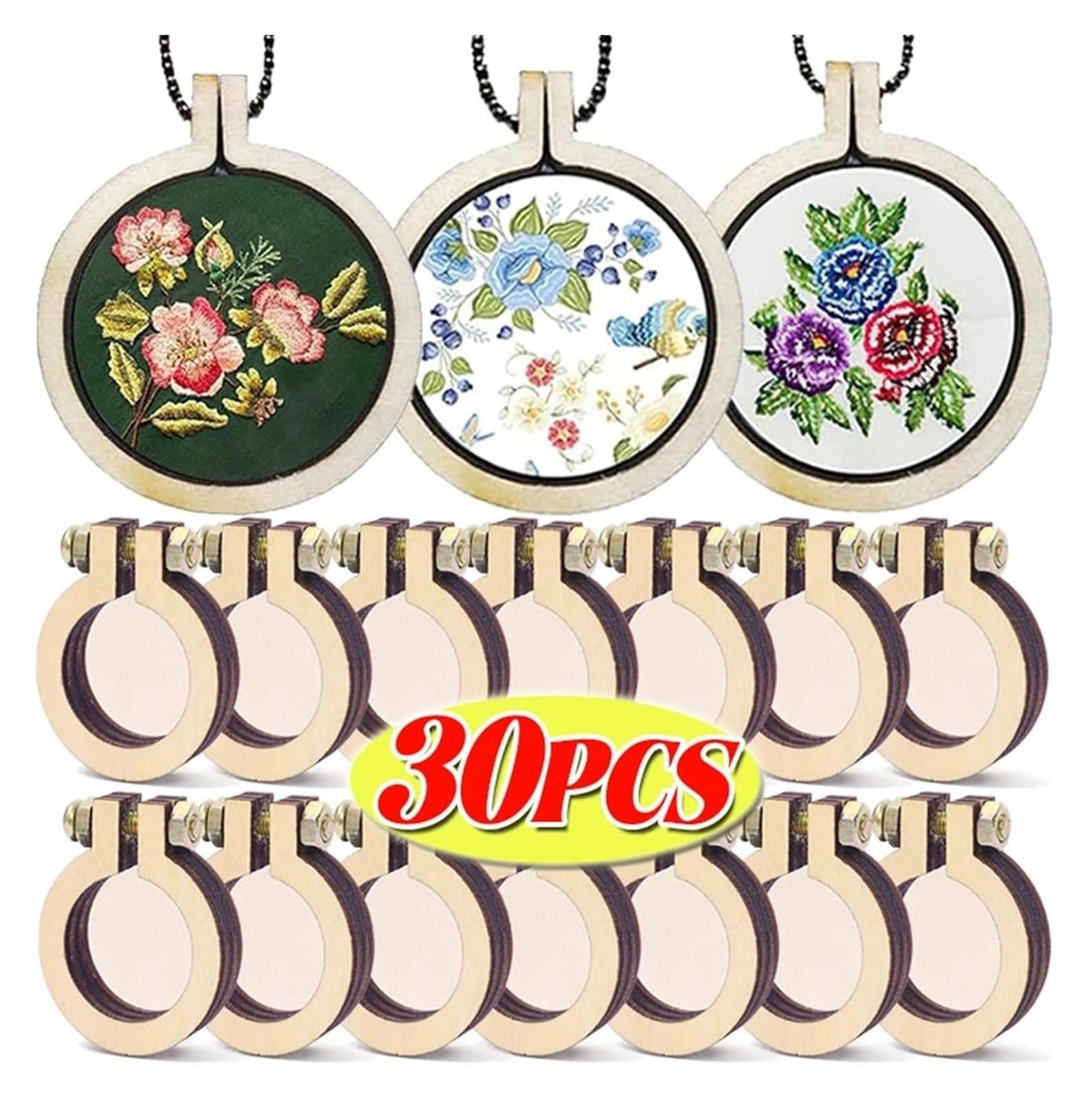 Ramki do haftowania, Tamborki do haftu 3x2,5x0,7 cm, drewniana ramka krzyżykowego, opakowanie 5–30 sztuk(10pcs)