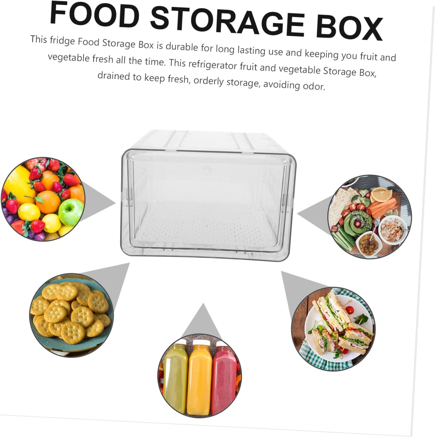 Refrigerator Storage Bin Drawer Stackable Storage Box Bin Lid Plastic Fruit Vegetable Containers