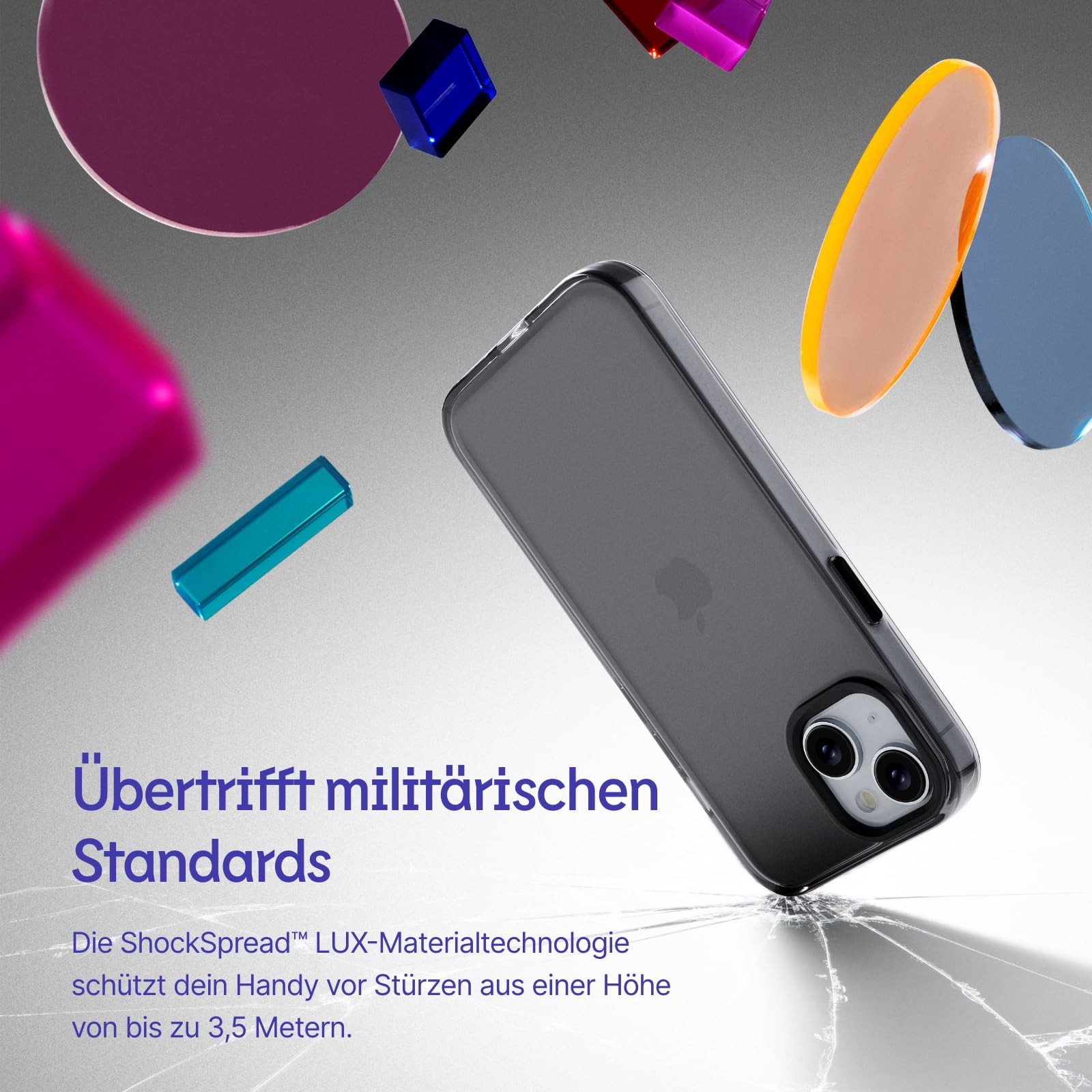 RhinoShield JellyTint Farbige, transparente Schutzhülle kompatibel mit [iPhone 13/14] | Übertrifft militärische Standards, Kratzfest, stoßfest, Trendfarben - Aschgrau | Anti-Vergilbung, transparent, hohe Klarheit, stoßfest, Fallschutz nach Militärstandard