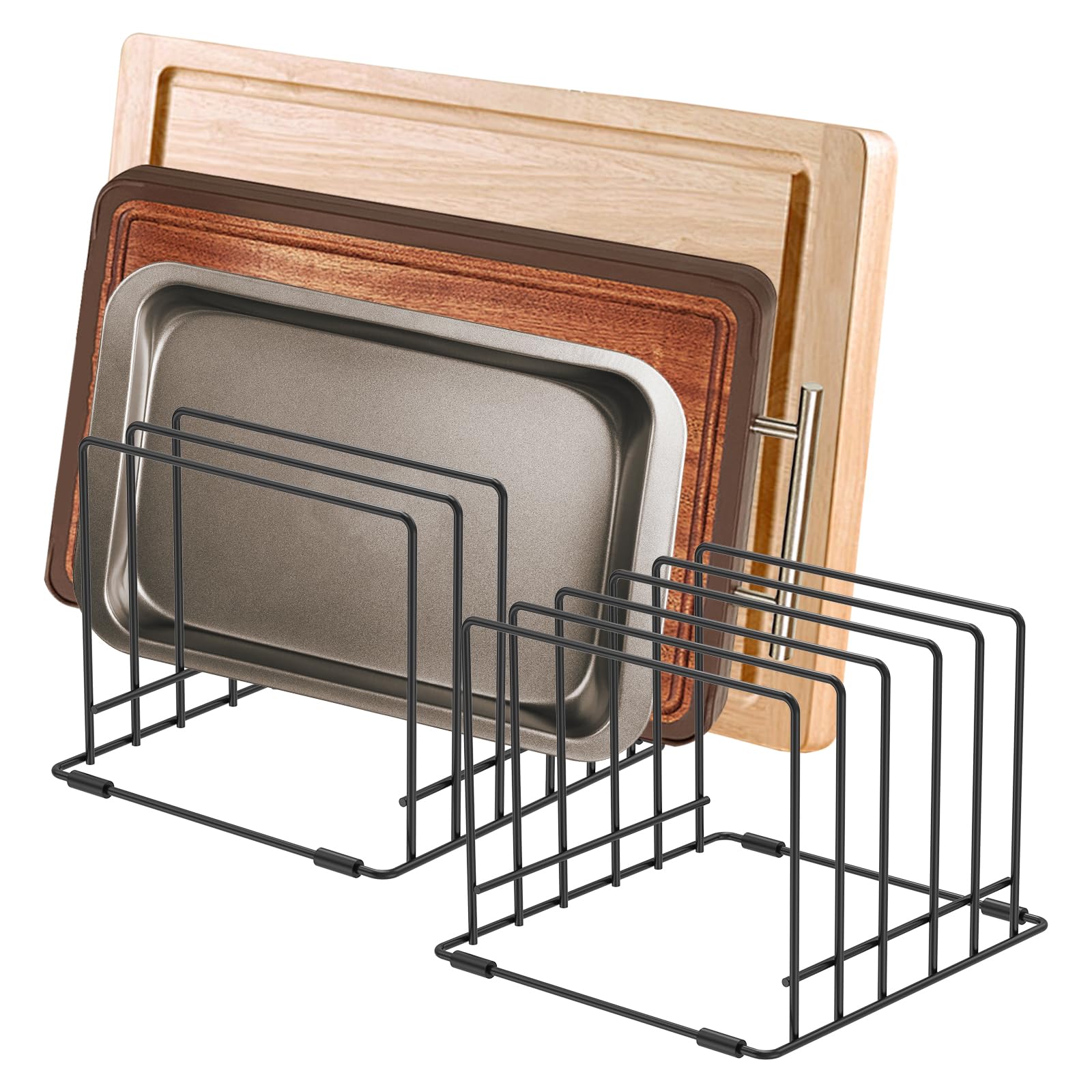 Qinglang 2Pcs Chopping Board Holder Pan Lid Holder Iron Cutting Board Rack Pots And Pans Organiser Plate Rack For Cupboard Kitchen Countertop Cookware Lids Freestanding Saucepan Lid Storage Stand