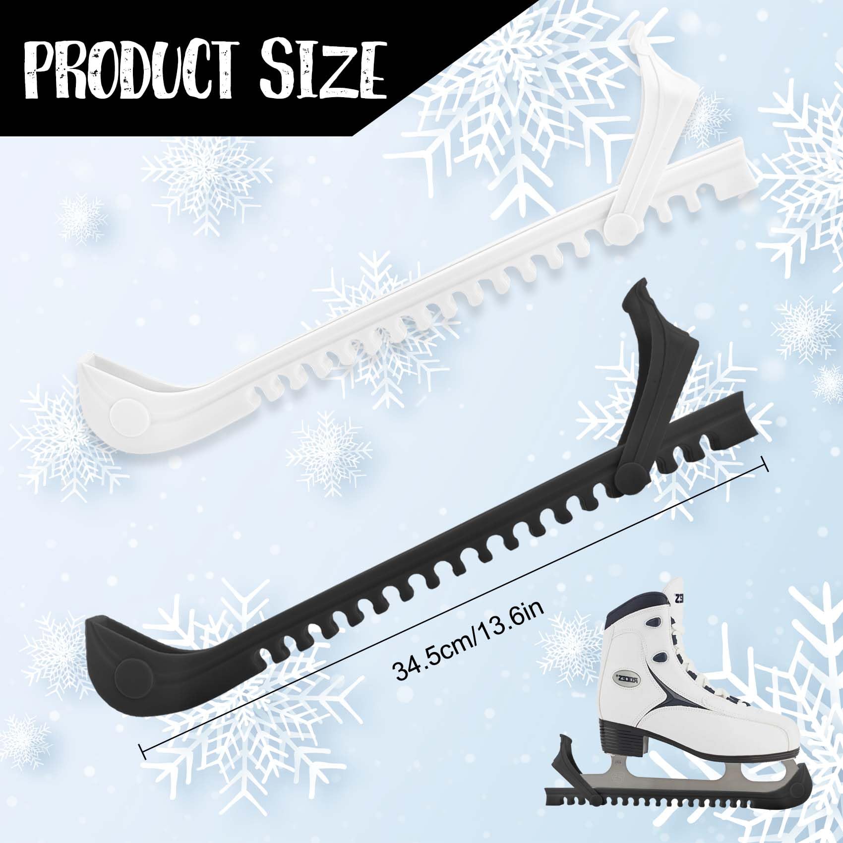 Faumsut Ice Skate Guards, 2 Pack Hockey Shoes Ice Skates Blade Covers, Adjustable Figure Skate Protector Accessories (Black White, Large)