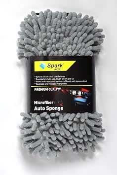 Spark 7040 Microfiber Chenille Auto Cleaning & Washing and Drying Sponge 8x23 cm. GRAY