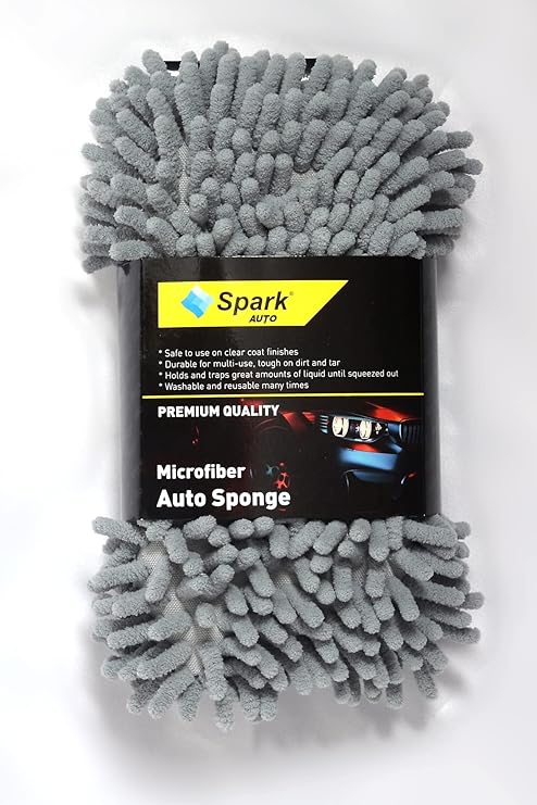 Spark 7040 Microfiber Chenille Auto Cleaning & Washing and Drying Sponge 8x23 cm. GRAY