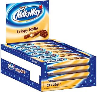 Milky Way Waffelröllchen | Crispy Rolls, Milchcreme | 24 Crispy Rolls in einer Box (24 x 25 g)