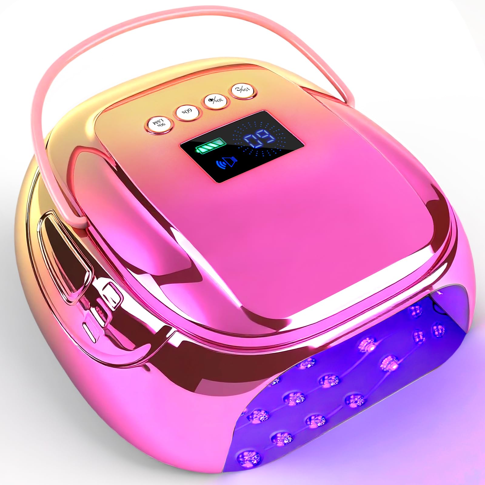 Lampada per unghie ricaricabile UV LED, 126 W, portatile, senza fili, con sensore automatico e 4 impostazioni di timer, lampada per polimerizzazione professionale per smalto gel e salone