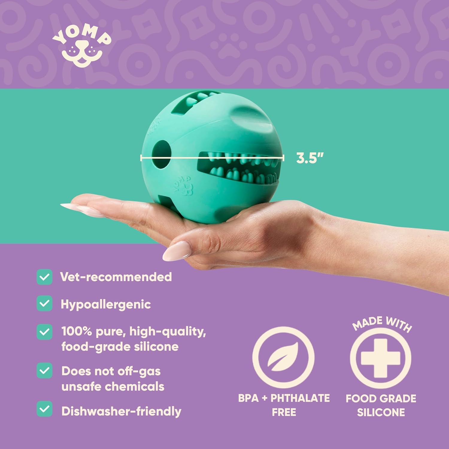 Yomp Snackin' Fillable Dog Toy – Stuffable, Interactive Treat Dispensing Chew Toy for Soft and Medium Chewers - Made of Pet-Safe, Non-Toxic Silicone image 4