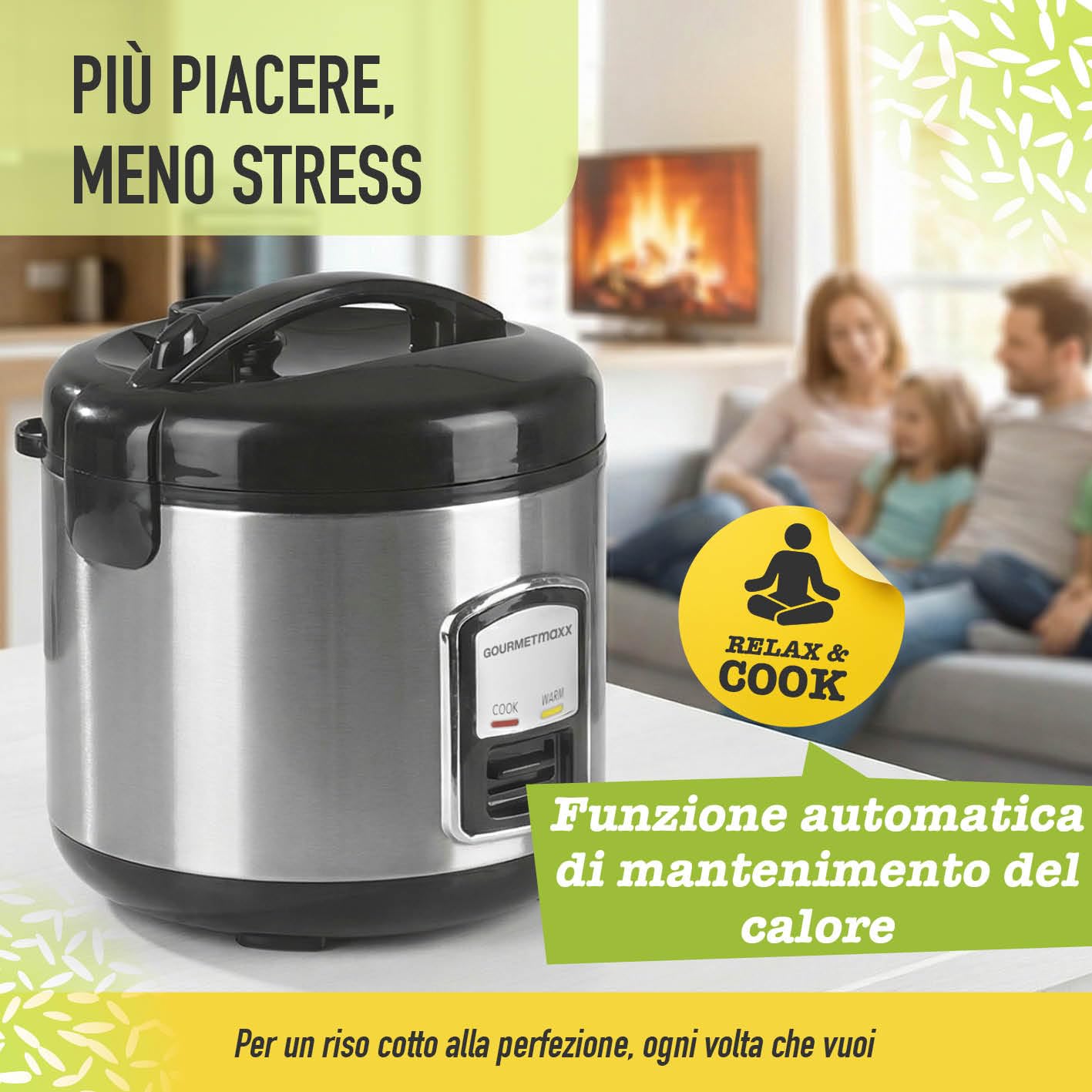 GourmetMaxx 14655 Rice Cooker Argento con funzione vapore