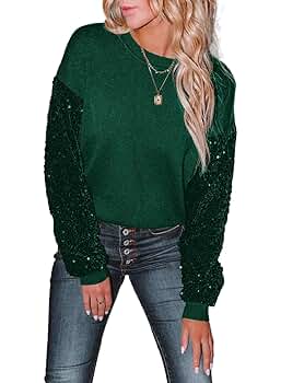 miduo Womens 2025 Winter Casual Sweaters Sequin Sparkle