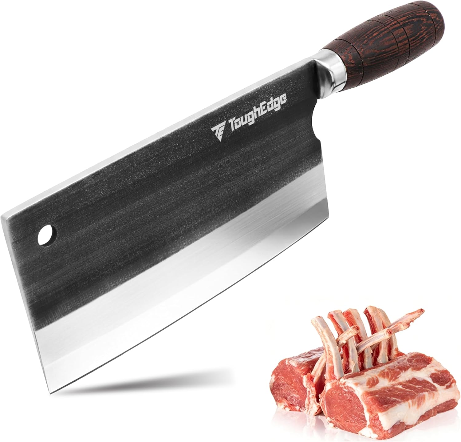 Meat Cleaver Knife, 7.67" Bone Chopper, 5.6mm Thick Blade, All-in-One Chop & Slice Knife with Wenge Wood Handle for Home Kitchen & BBQ