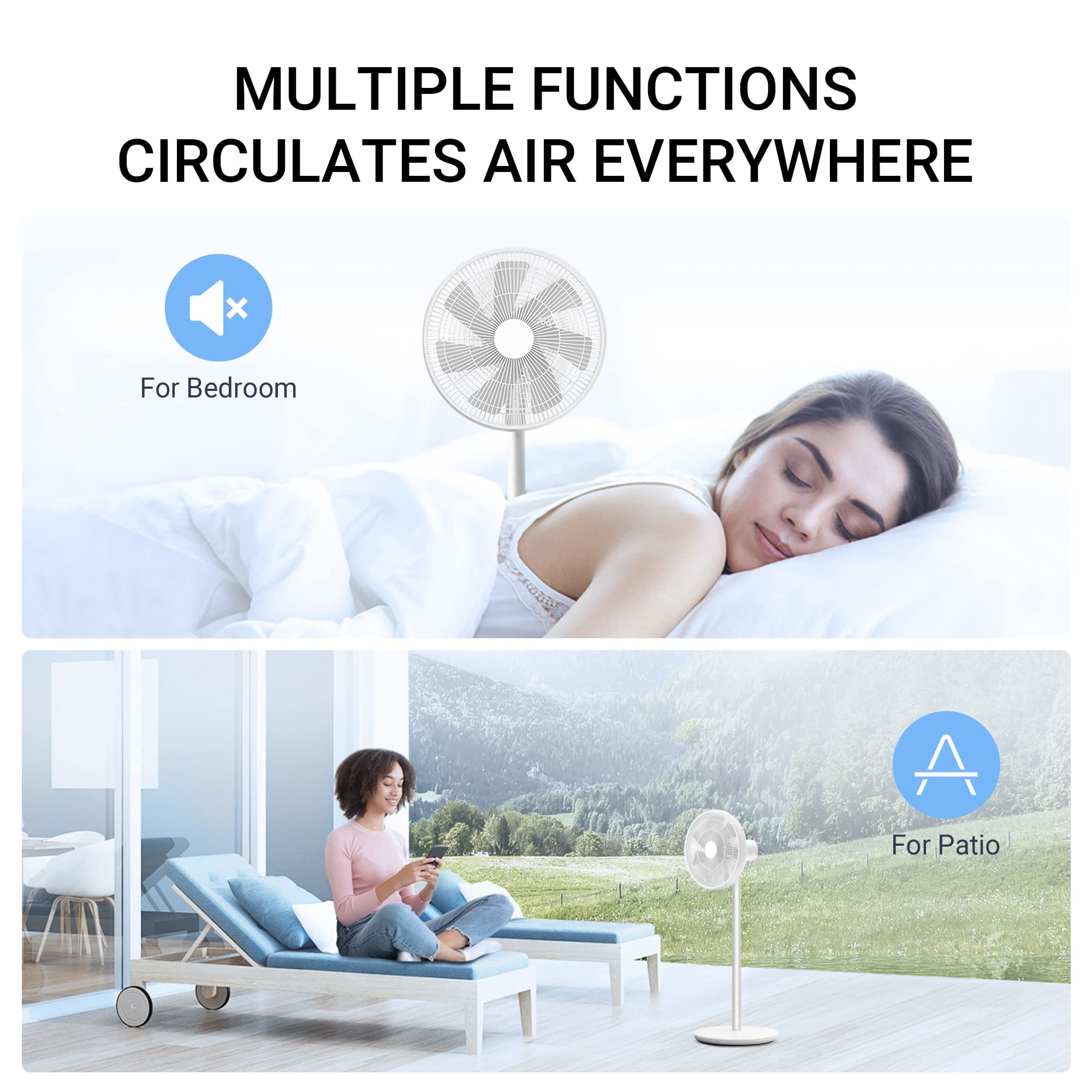 Buy Smartmi Outdoor Pedestal Fan 2S, Standing Fans for Bedroom, Cordless Outdoor Fans for Patio