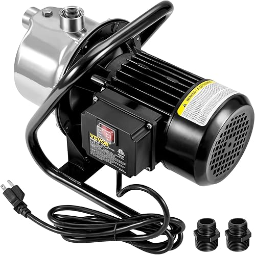 Miniatura 9 de VEVOR Bomba de pozo poco profunda 11 HP 115 V 978 GPH 131 pies de altura presión máxima de 696 psi bombas de chorro portátiles de acero inoxidable