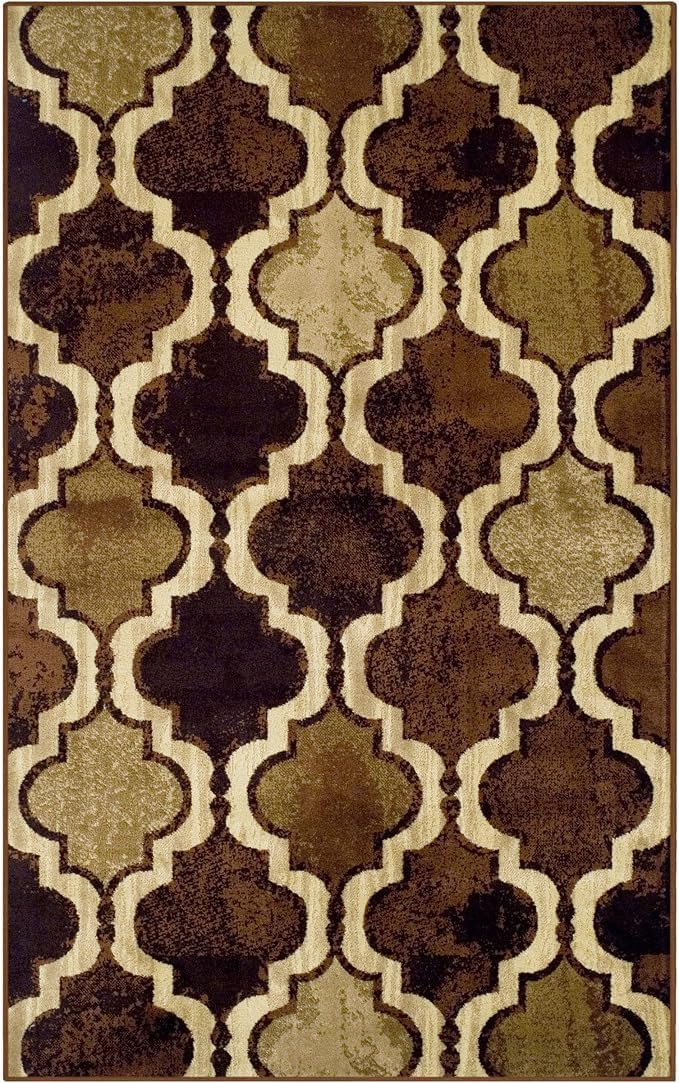 superior indoor area rug, jute backing, modern plush rugs for hallway, living, dining room, office, kitchen, geometric trellis floor decor, viking collection, 8' x 10', coffee coffee - z 8' x 10' (rectangular)
