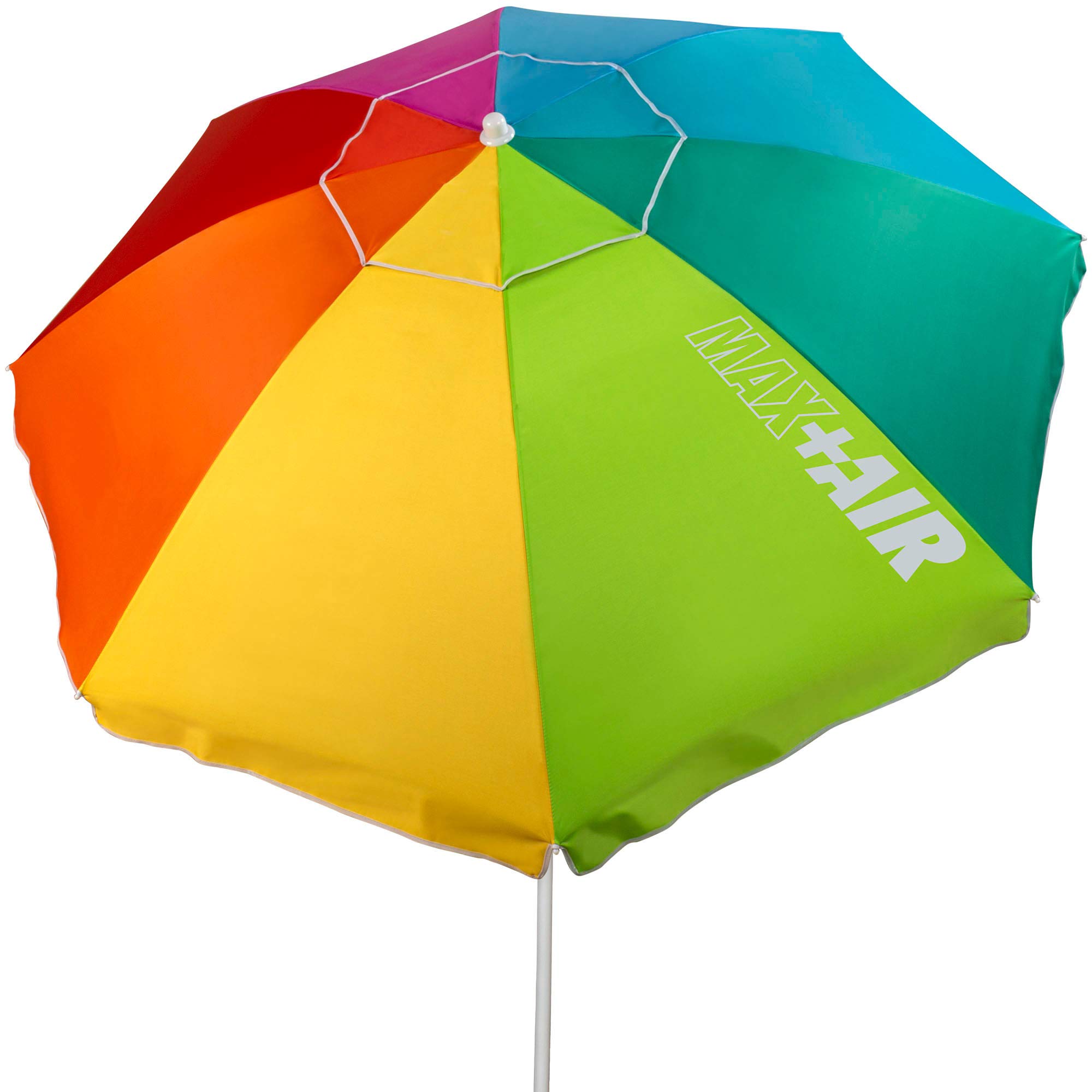 Aktive 62222 - Sombrilla de playa, 220 cm, sombrilla grande, techo de ventilación, mástil 28-32 mm, protección UV 50, Diseño multicolor, Incluye bolsa de almacenamiento, Aktive Beach