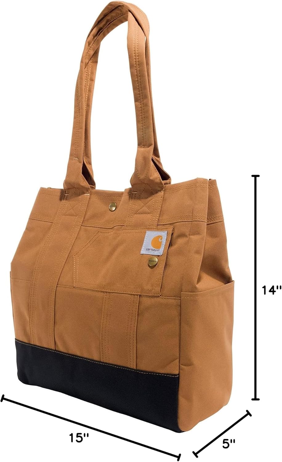 Carhartt Vertical Snap Tote, Durable Tote Bag With Snap Closure, Carhartt Brown