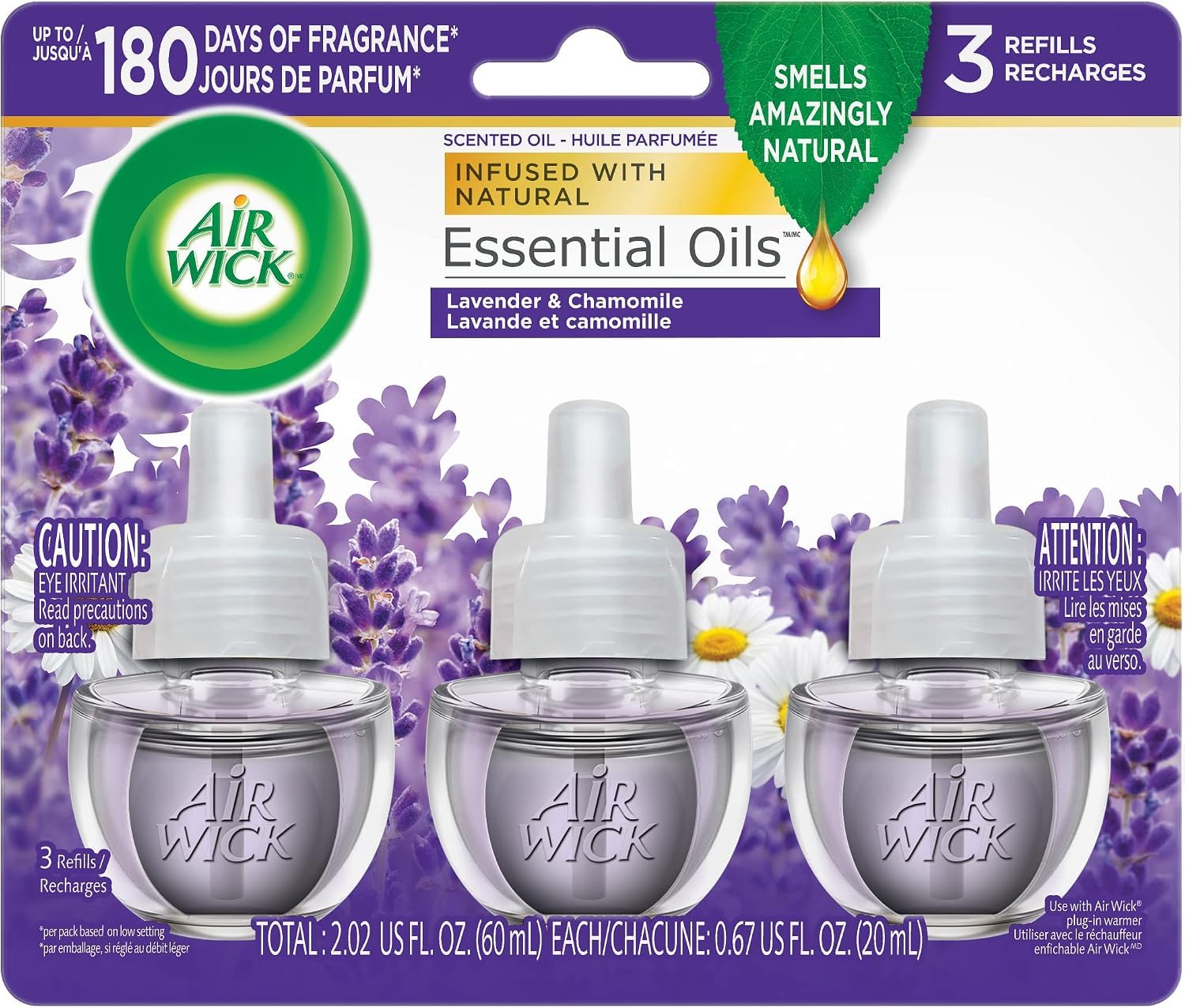 Air Wick Plug in Scented Oil Refill, 3ct, Lavender &amp; Chamomile, Air Freshener, Essential Oils
