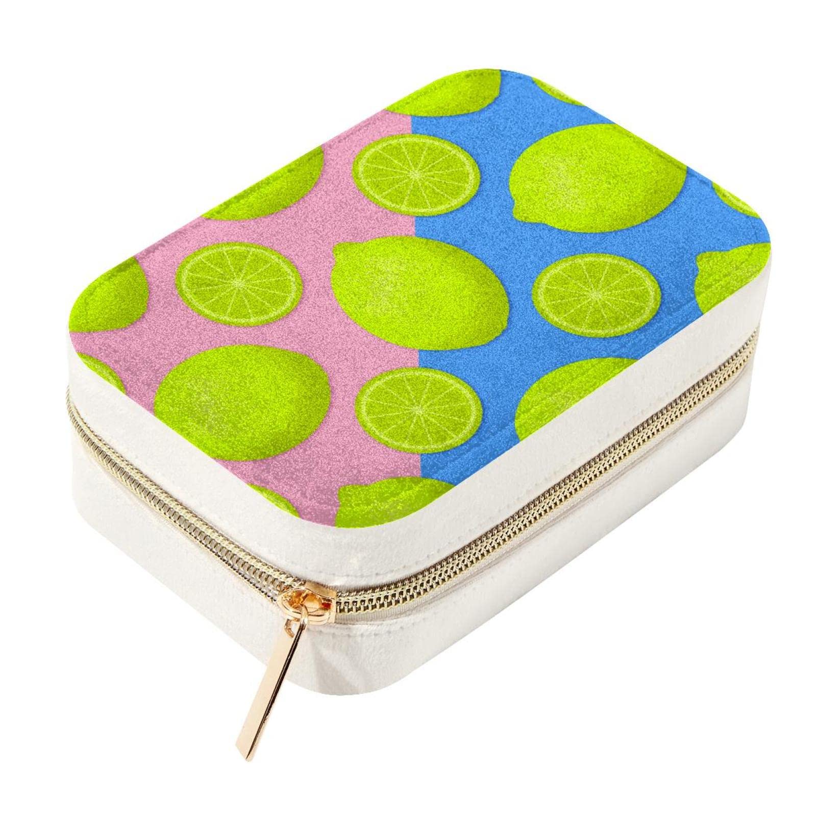 Estuche compacto para exhibición de collares con cremallera y terciopelo de limón