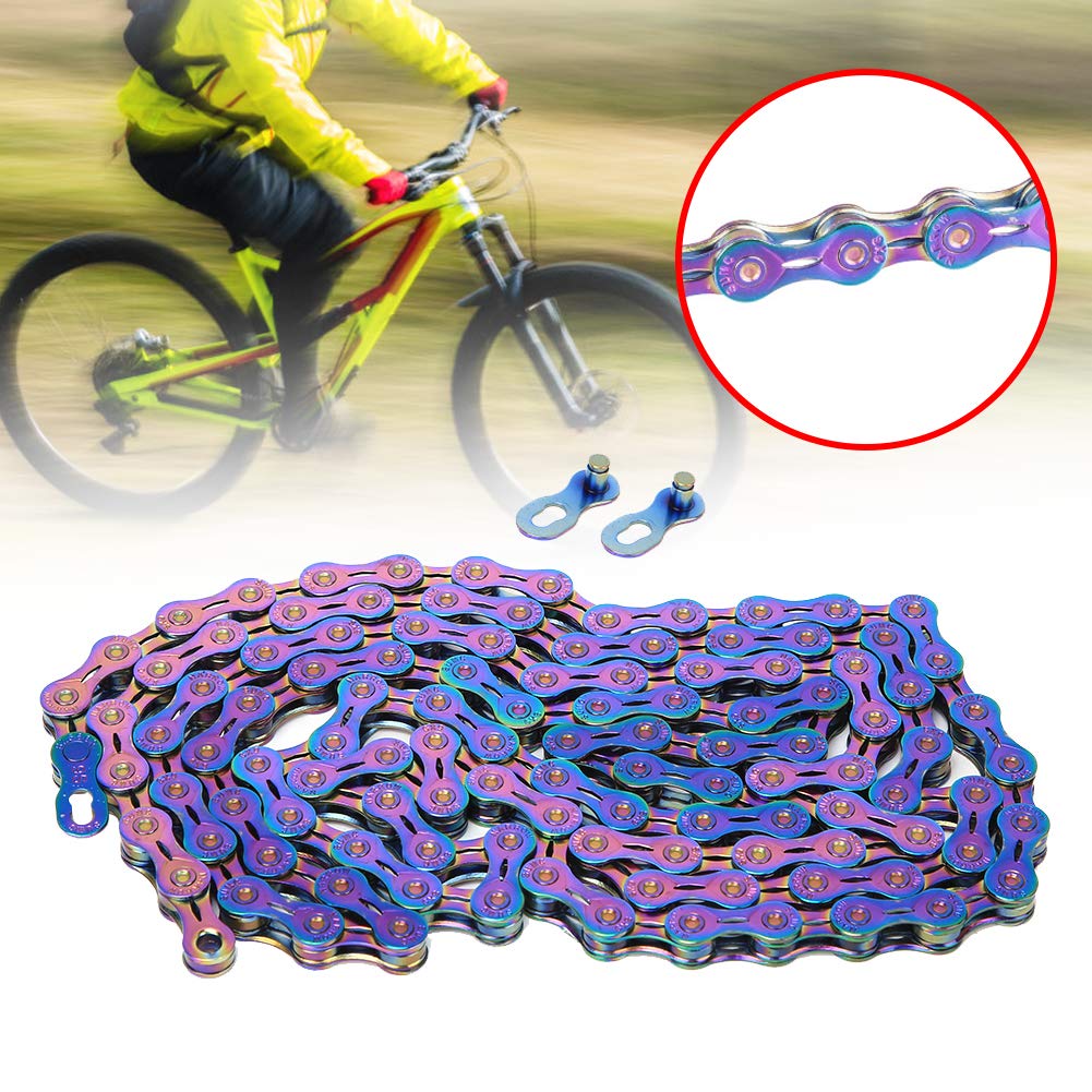 POENVFPO Catena per bicicletta a velocità variabile, in acciaio colorato con rivestimento in nitruro di titanio, per mountain bike e bici da strada, 9, 10, 11, 12 opzioni di velocità (semi-cavo 9