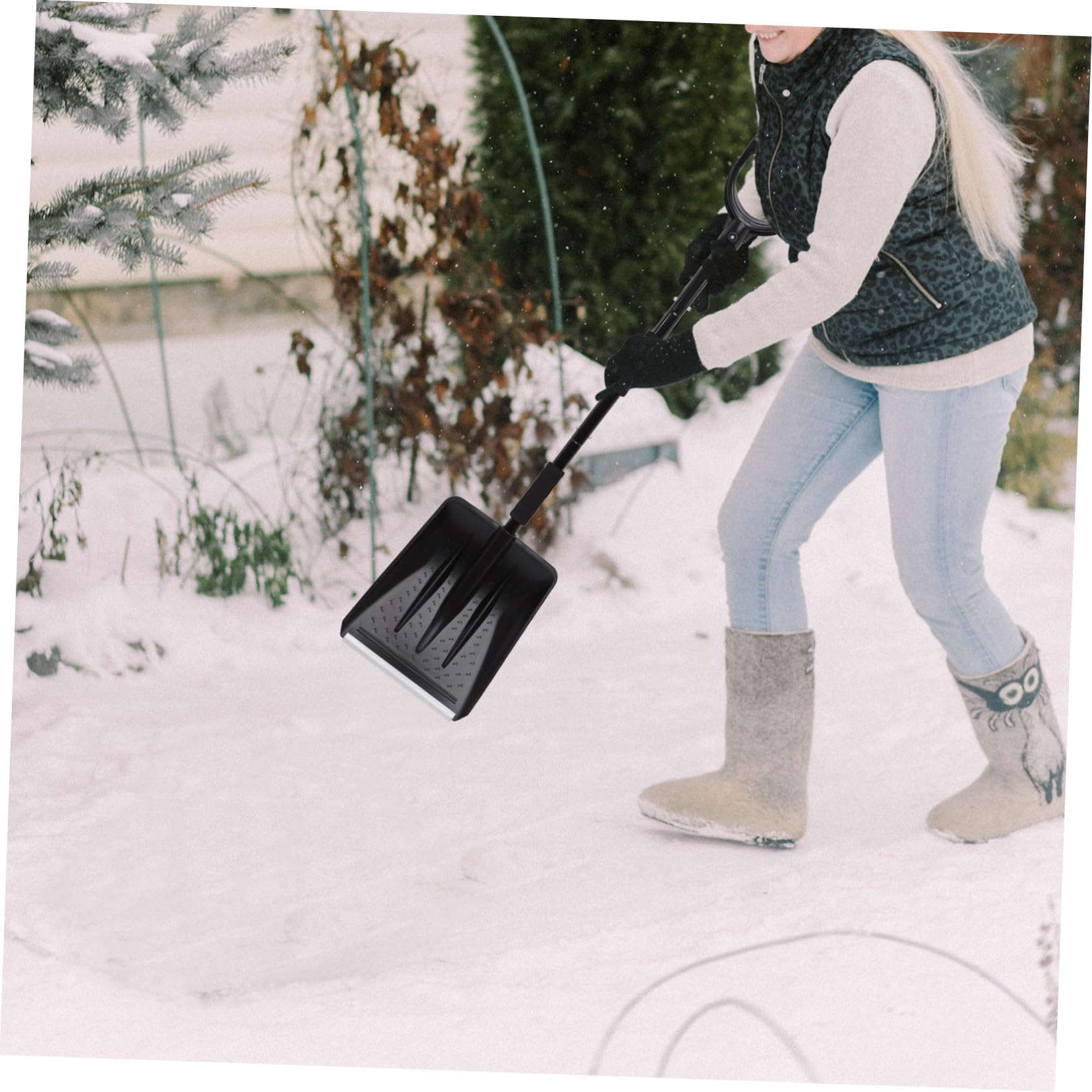 Autoschneeschaufel und Abs aus Edelstahl 1 Satz für Winter | Schwarz, für Windschutzscheibe und Fahrzeug, zum Entfernen von Schnee und Frost