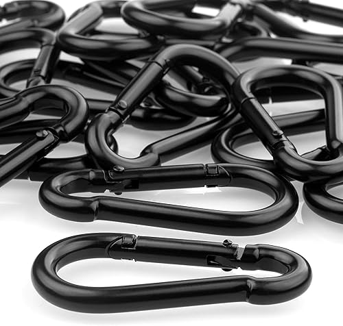 Miniatura 5 de Acrux7 Paquete de 20 mosquetones de 3.15 pulgadas, gancho a presión de resorte, clip de enlace rápido resistente para camping, senderismo, viajes,