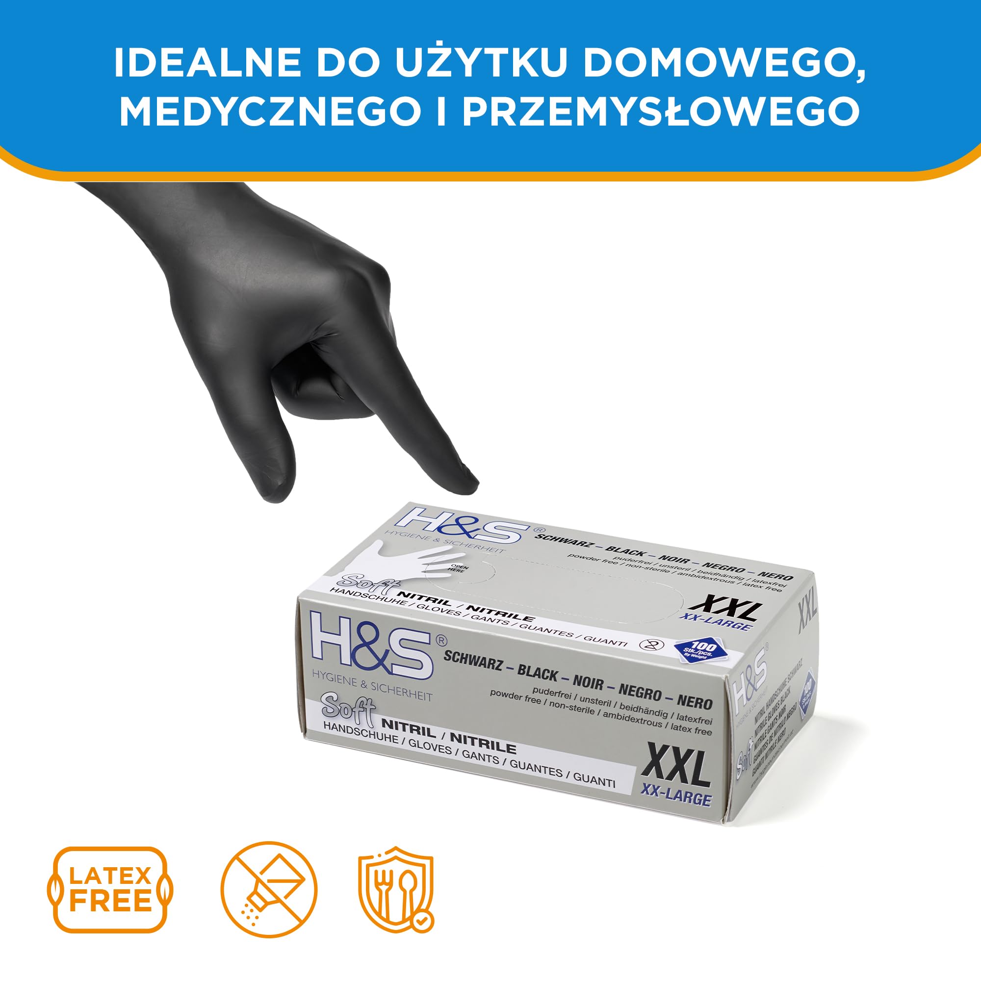 ISC Hygiene & Safety Rękawice nitrylowe, bardzo mocne, jednorazowe rękawiczki, 100 sztuk, rozmiar 8 M, niebieskie, bez talku, bez lateksu, gumowe rękawice jednorazowe
