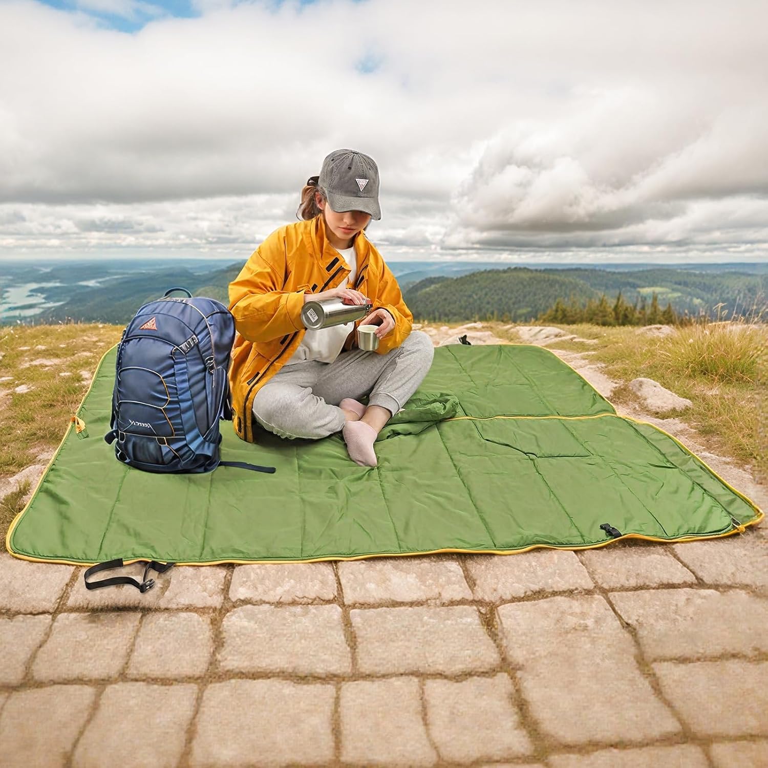 Camping Blanket Poncho, Large Wearable Blankets, 75 x 55 inch Cape, Windproof & Water-Repellent, Portable & Warm, for Outdoor, Sports, Travel, Car - Image 2