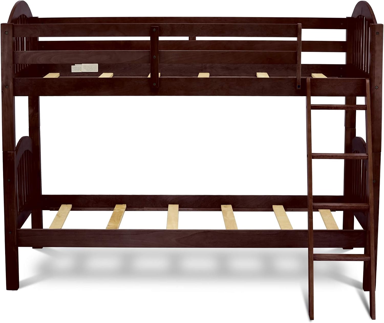 East West Furniture VEB-08-T Twin Over Twin Bunk Beds for Kids with Ladder and Guard Rail Bunk, Java Finish