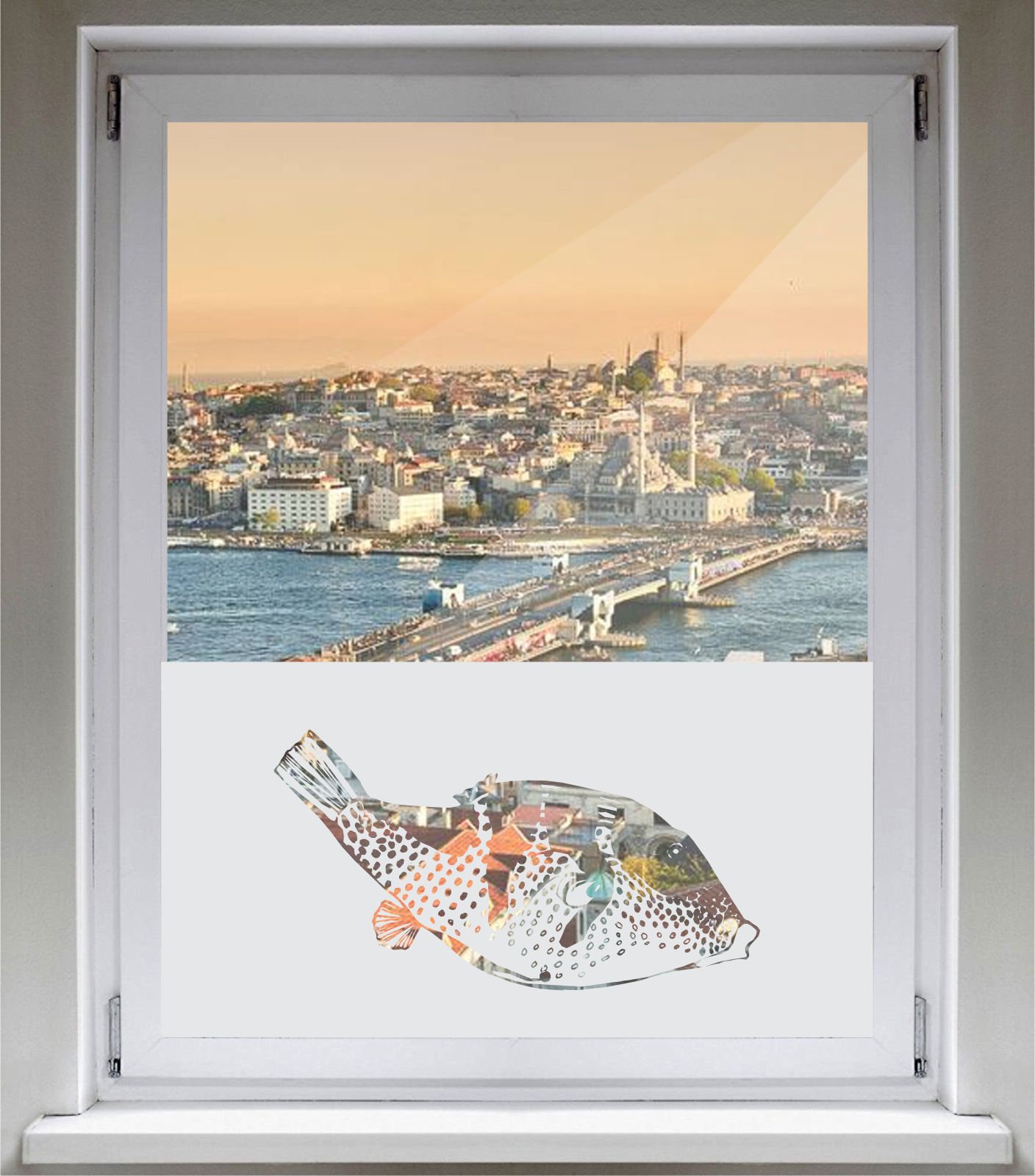 Film décoratif pour fenêtre en verre isolant des regards poissons