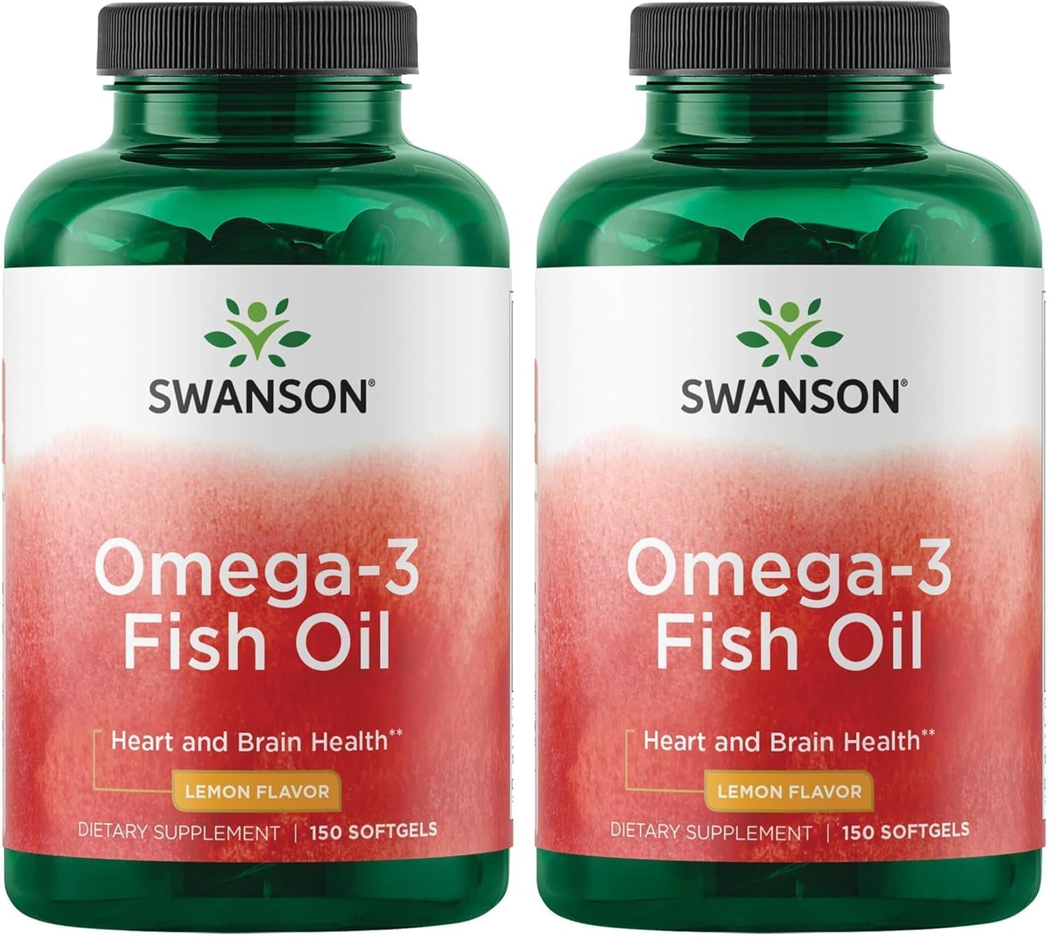 Swanson Omega-3 Fish Oil Lemon Flavor, 150 Softgels, 2 Pack 150 Count (Pack of 2)