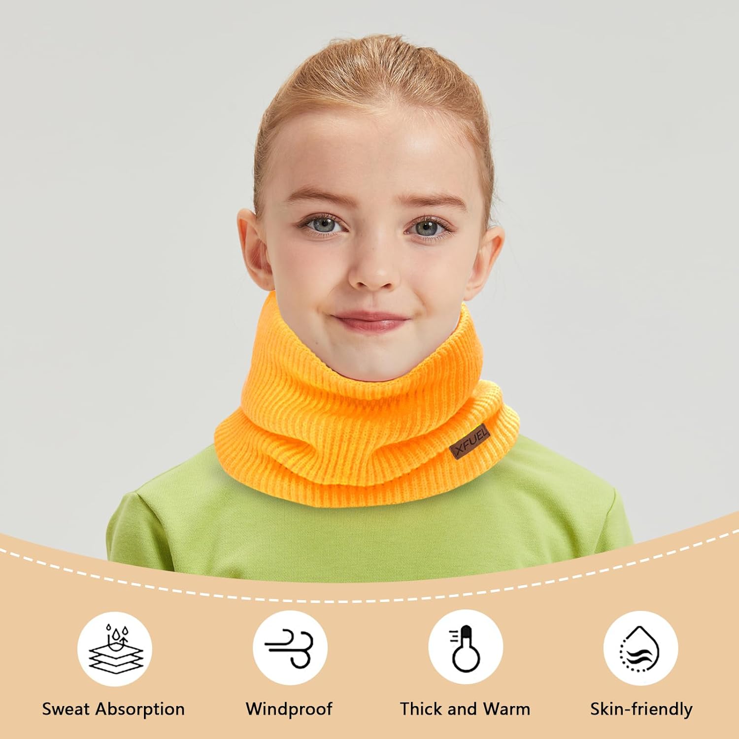 Kids Neck Warmer, Knitted Winter Neck Gaiter, Fleece Lined Infinity Scarf for Boys Girls, Ski Mask for Cold Weather - Image 4