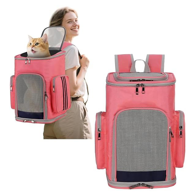 PETCUTE Mochila Gato,Mochila Transportin Perro Plegable para Gatos y Perros Pequeños,Mochila Transpirable…