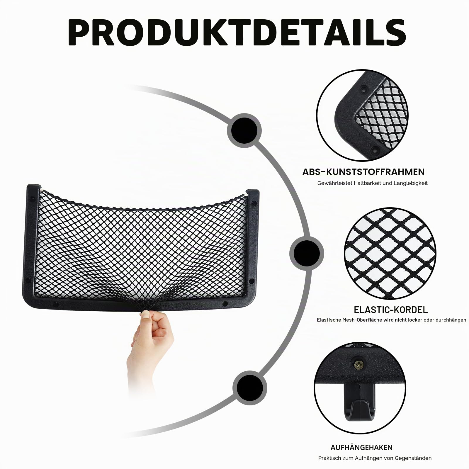 4 Stück Kofferraum Netztasche, 42x21cm Auto Aufbewahrungsnetz, Multifuntionales Autositz Ablagenetz, Gepäcknetz Ablagenetz für Wohnmobil, Wohnwagen, LKW, Boote, Lieferwagen