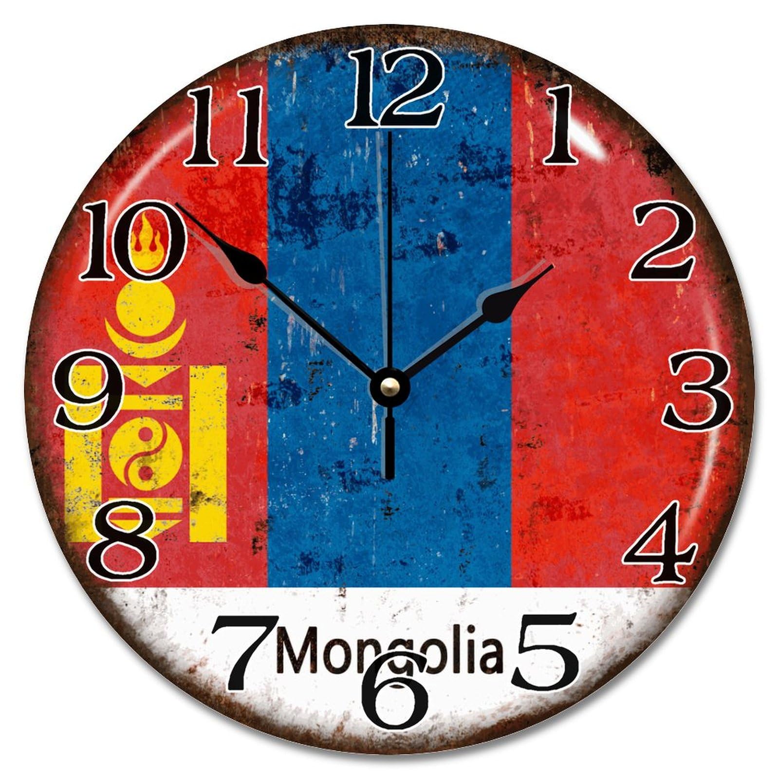 Horloge murale de la Mongolie 30 cm rétro à piles pour décoration