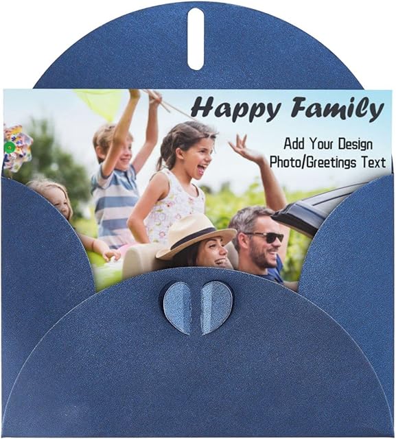 Custom Greeting Card Printing with Blue Envelopes, Personalised Birthday/Christmas/Holiday Cards with Your Own Design Photo/Text, Customisable Holiday Business Invite Cards