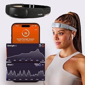 Muse S Athena: The Brain Sensing Headband - Deep Sleep Boost, Sleep Assist and Tracking - Neurofeedback Devices for Meditation Tracking & Monitoring with EEG and fNIRS Sensors - Carbon Dark Grey